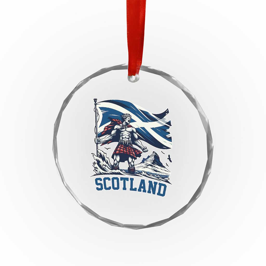 Scottish Warrior Crystal Glass Ornament Brave Highland Hero Scotland Flag - Wonder Print Shop
