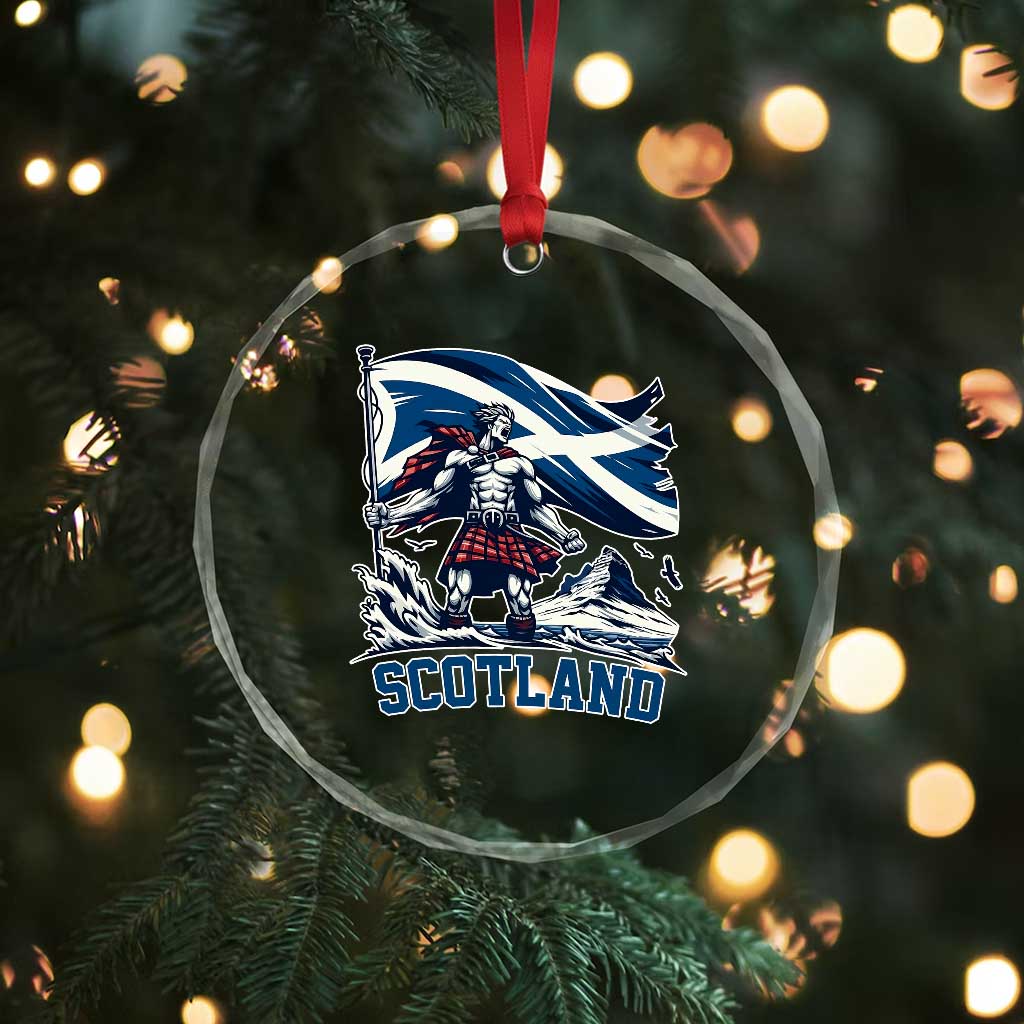 Scottish Warrior Crystal Glass Ornament Brave Highland Hero Scotland Flag - Wonder Print Shop