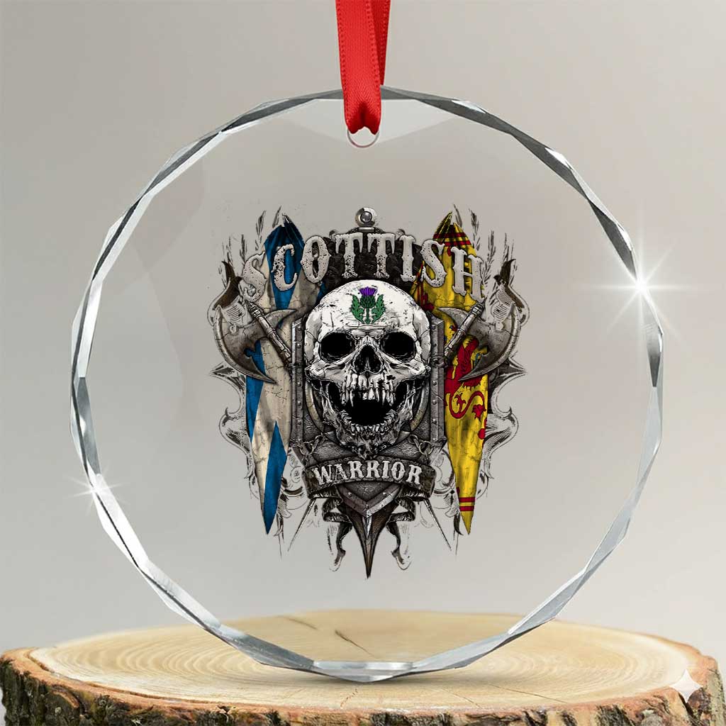 Scottish Warrior Crystal Glass Ornament Vintage Skull Celtic Cross Scottish Lion Rampant Flag - Wonder Print Shop