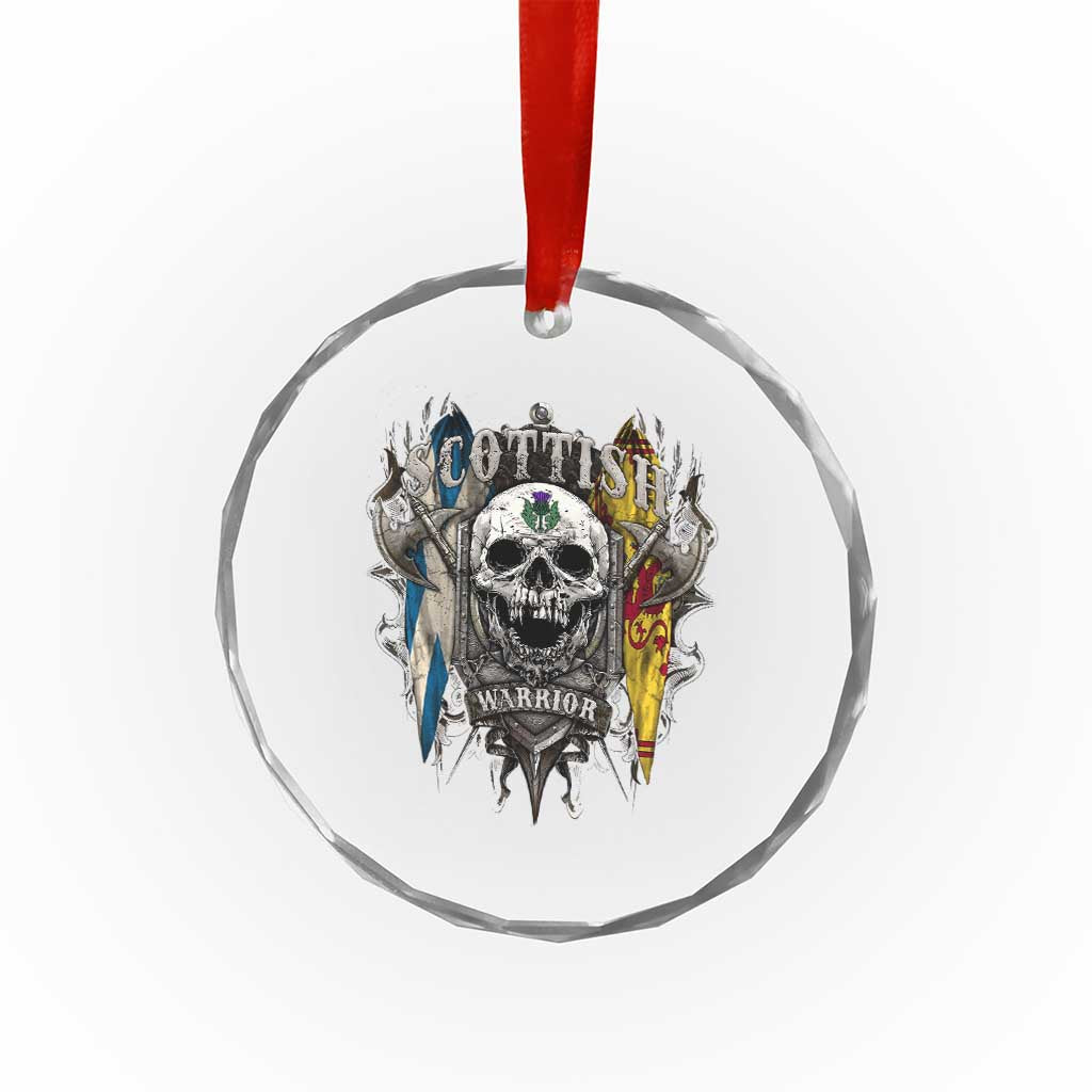 Scottish Warrior Crystal Glass Ornament Vintage Skull Celtic Cross Scottish Lion Rampant Flag - Wonder Print Shop