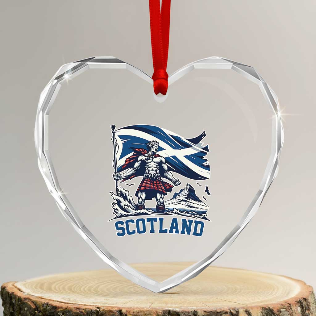Scottish Warrior Heart Crystal Glass Ornament Brave Highland Hero Scotland Flag - Wonder Print Shop