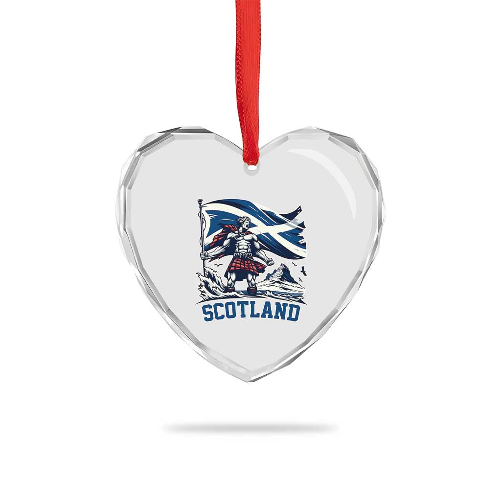 Scottish Warrior Heart Crystal Glass Ornament Brave Highland Hero Scotland Flag - Wonder Print Shop