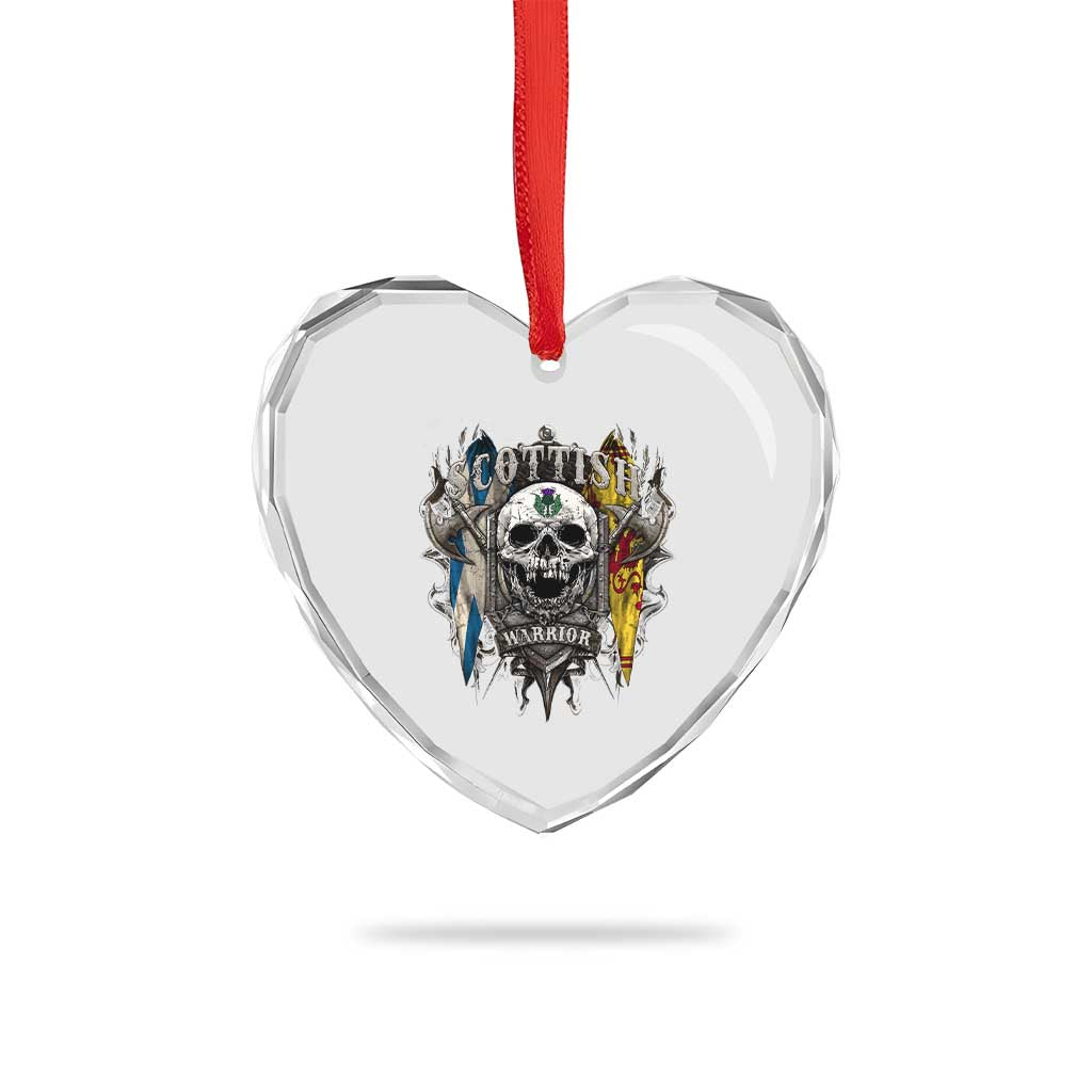 Scottish Warrior Heart Crystal Glass Ornament Vintage Skull Celtic Cross Scottish Lion Rampant Flag - Wonder Print Shop