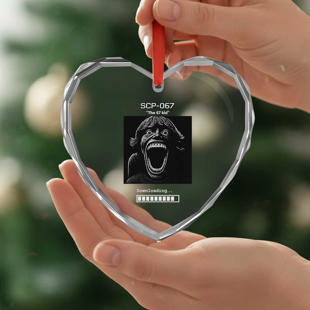 SCP 67 Mason The 6 7 Kid Meme Heart Crystal Glass Ornament Six Seven Boy Horror Edit - Wonder Print Shop