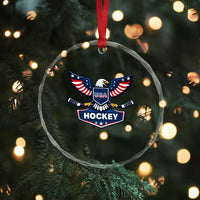 Screaming American Eagle Hockey Pride Graphic Crystal Glass Ornament Proud USA Ice Sticks Sports Fan