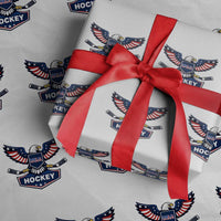 Screaming American Eagle Hockey Pride Graphic Wrapping Paper Roll Proud USA Ice Sticks Sports Fan