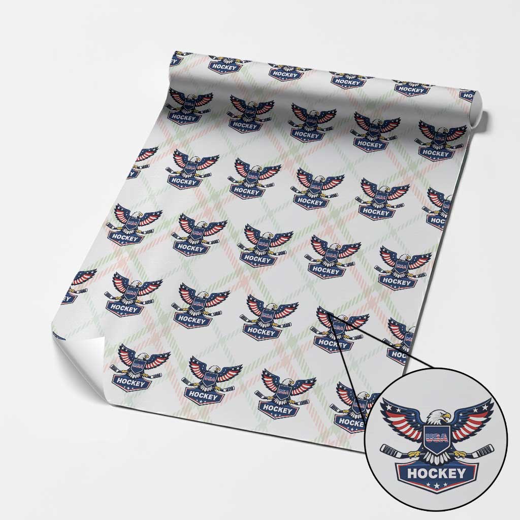 Screaming American Eagle Hockey Pride Graphic Wrapping Paper Roll Proud USA Ice Sticks Sports Fan