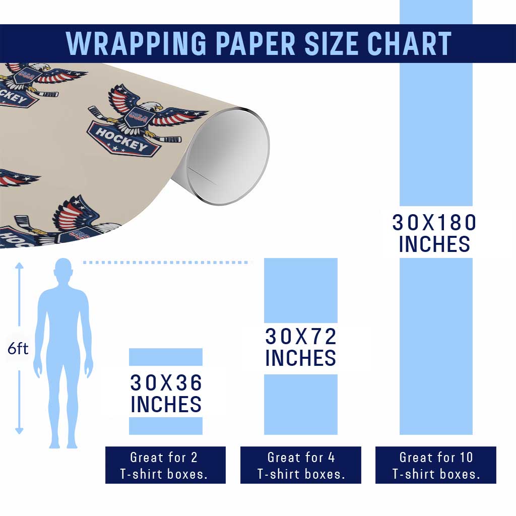 Screaming American Eagle Hockey Pride Graphic Wrapping Paper Roll Proud USA Ice Sticks Sports Fan