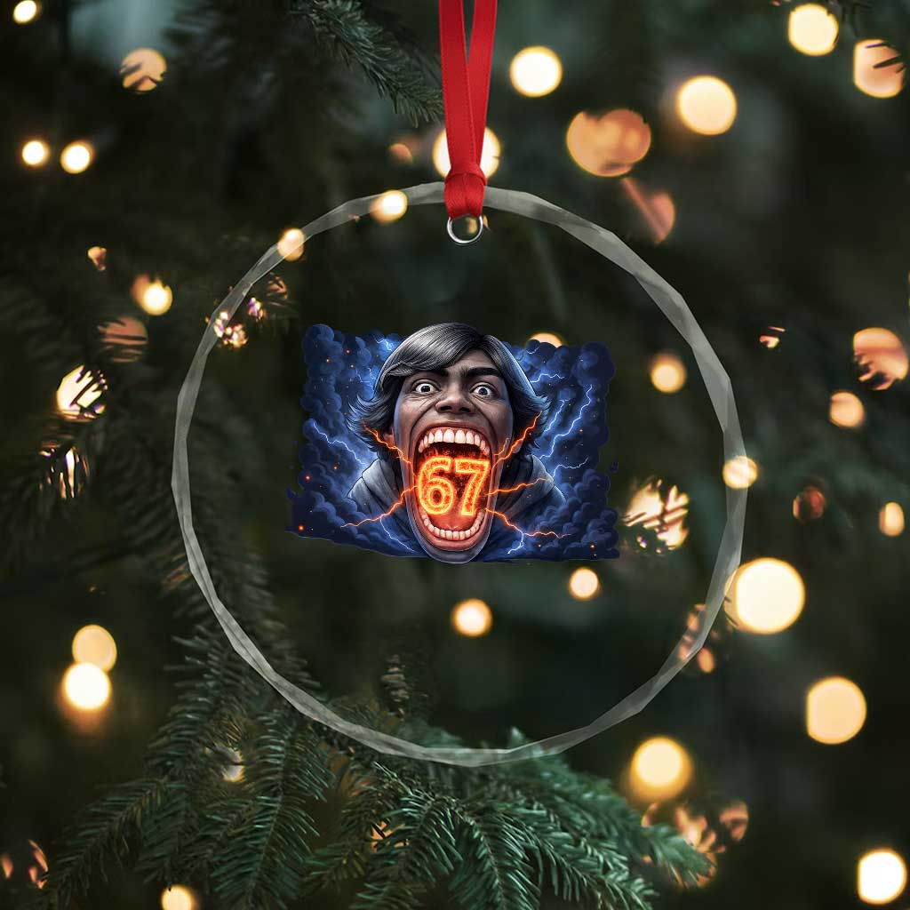 Screaming Mason 67 Kid Meme Crystal Glass Ornament Six Seven Viral Devil Transformation Horror Edit - Wonder Print Shop