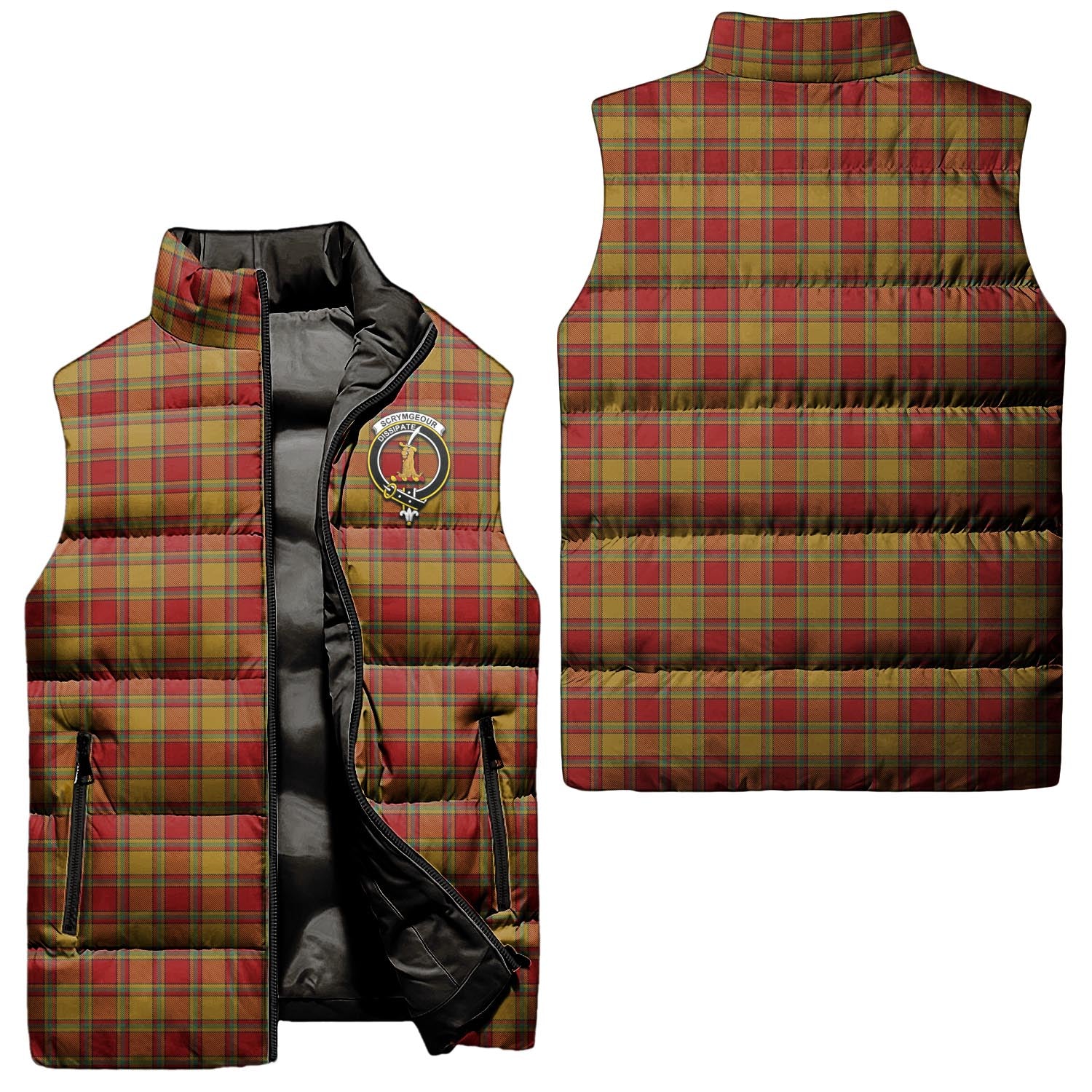scrymgeour-clan-puffer-vest-family-crest-plaid-sleeveless-down-jacket