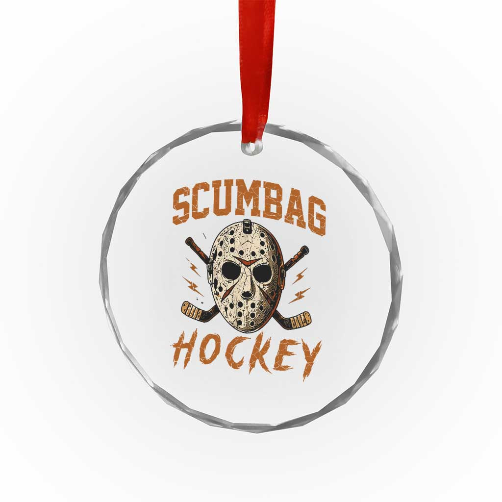 Scumbag Hockey Goalie Mask Distressed Sports Graphic Crystal Glass Ornament