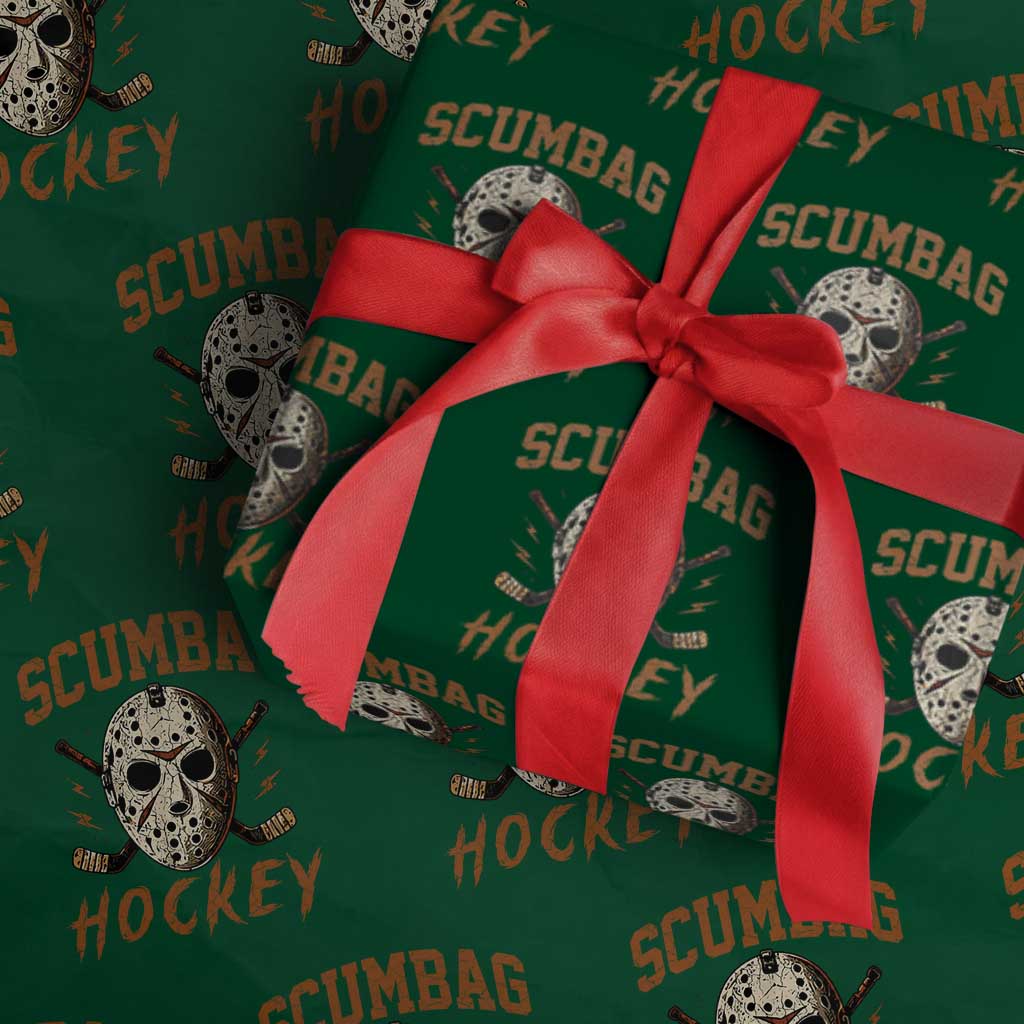 Scumbag Hockey Goalie Mask Distressed Sports Graphic Wrapping Paper Roll