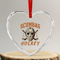 Scumbag Hockey Goalie Mask Distressed Sports Graphic Heart Crystal Glass Ornament