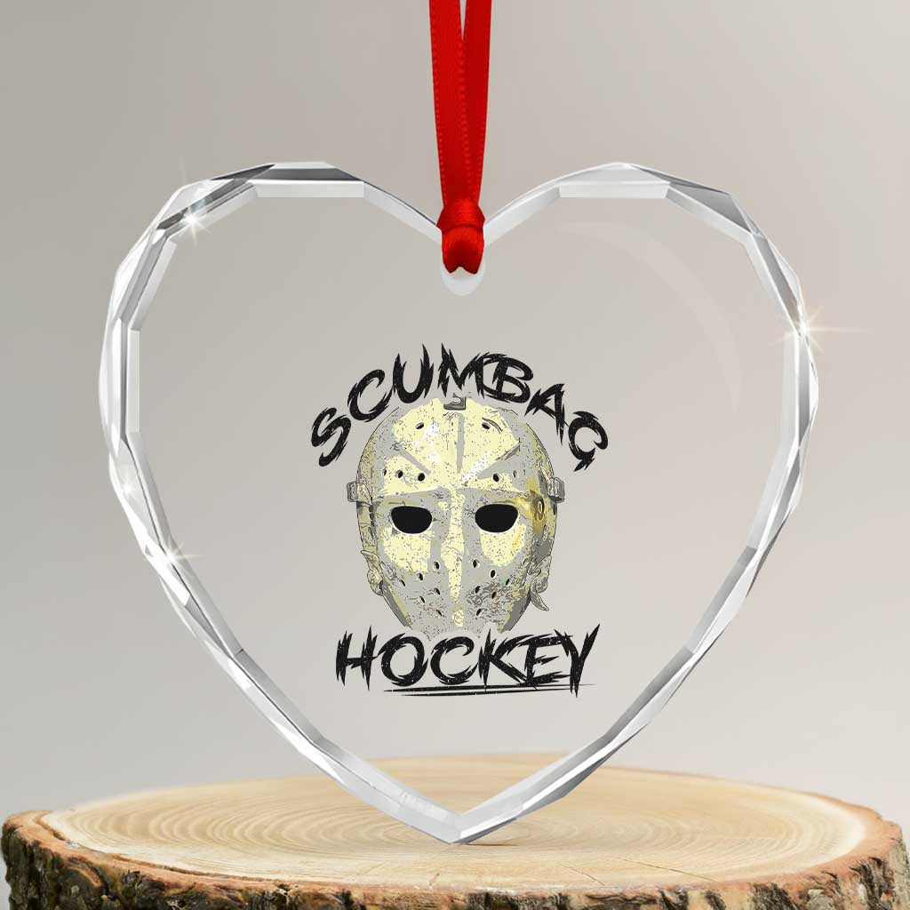 Scumbag Hockey Goalie Mask Vintage Graphic Heart Crystal Glass Ornament