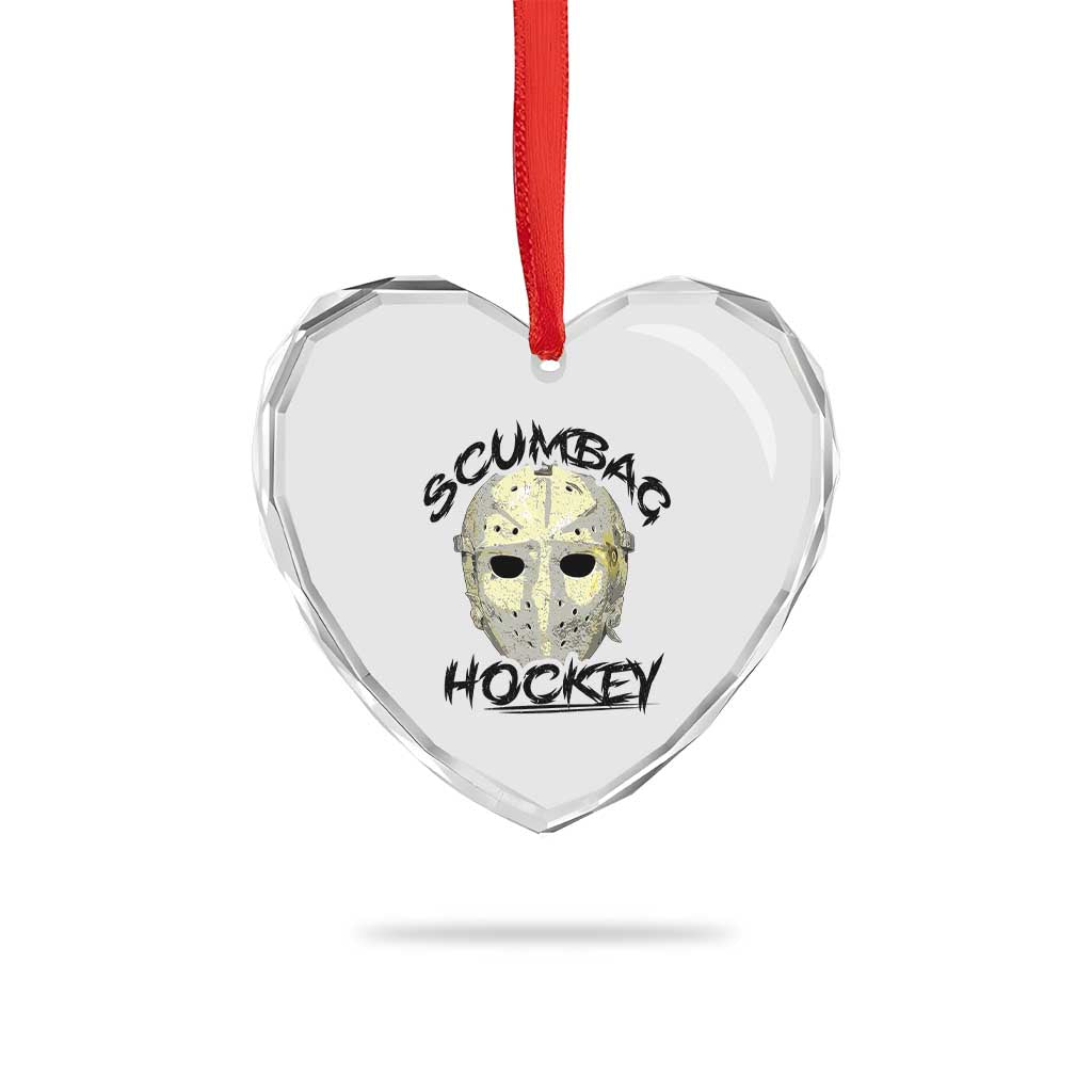 Scumbag Hockey Goalie Mask Vintage Graphic Heart Crystal Glass Ornament
