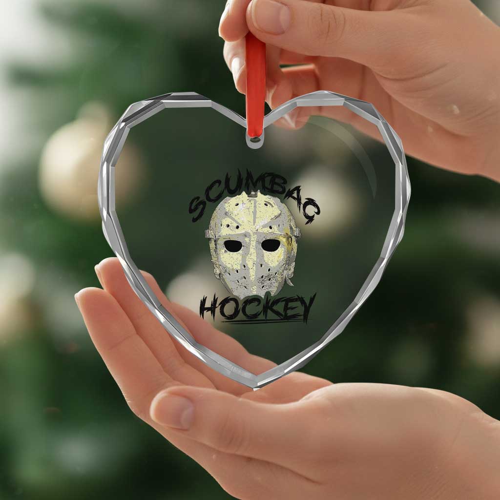 Scumbag Hockey Goalie Mask Vintage Graphic Heart Crystal Glass Ornament