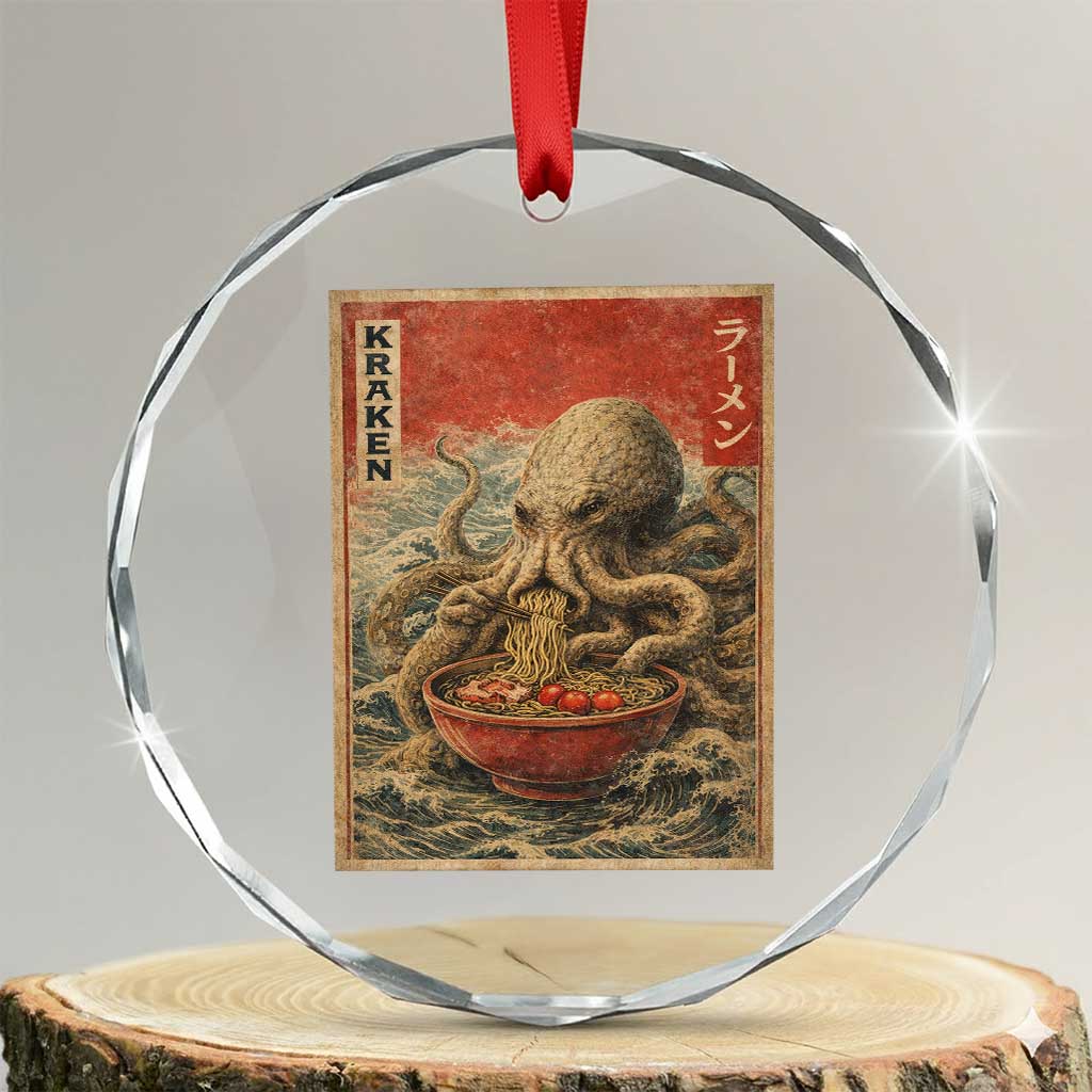 Sea Monster Eating Ramen Crystal Glass Ornament Vintage Graphic Japanese Lover Ukiyo-e Art