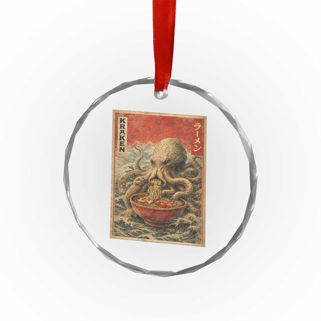 Sea Monster Eating Ramen Crystal Glass Ornament Vintage Graphic Japanese Lover Ukiyo-e Art