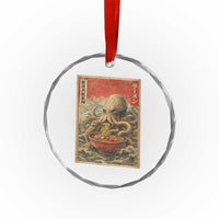 Sea Monster Eating Ramen Crystal Glass Ornament Vintage Graphic Japanese Lover Ukiyo-e Art