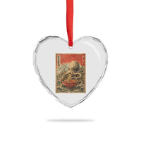 Sea Monster Eating Ramen Heart Crystal Glass Ornament Vintage Graphic Japanese Lover Ukiyo-e Art