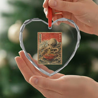 Sea Monster Eating Ramen Heart Crystal Glass Ornament Vintage Graphic Japanese Lover Ukiyo-e Art