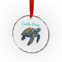 Sea Turtle Earth Day Crystal Glass Ornament Save The Earth - Wonder Print Shop