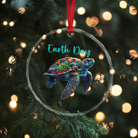 Sea Turtle Earth Day Crystal Glass Ornament Save The Earth - Wonder Print Shop