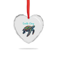 Sea Turtle Earth Day Heart Crystal Glass Ornament Save The Earth - Wonder Print Shop