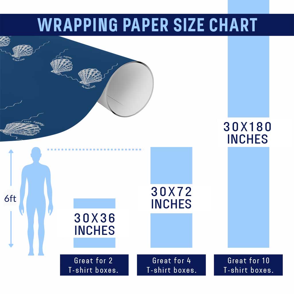 Seashell Bra Wrapping Paper Roll Mermaid Cute Summer Beach Vacation - Wonder Print Shop