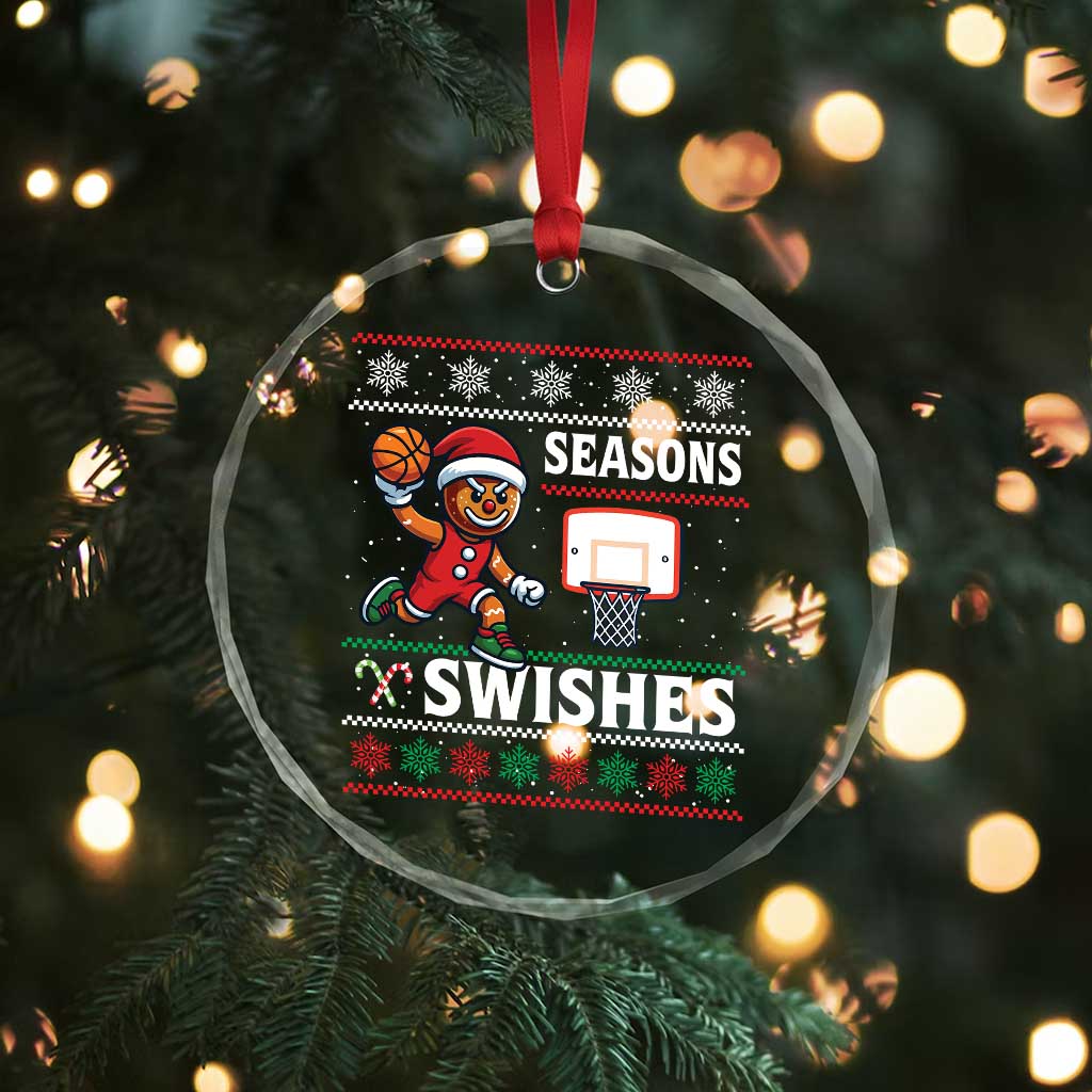 Seasons Swishes Crystal Glass Ornament Funny Gingerbread Basketball Christmas Gift TS12