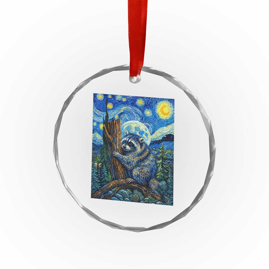 Seattle Trash Panda Starry Night Graphic Crystal Glass Ornament Funny Short King Raccoon