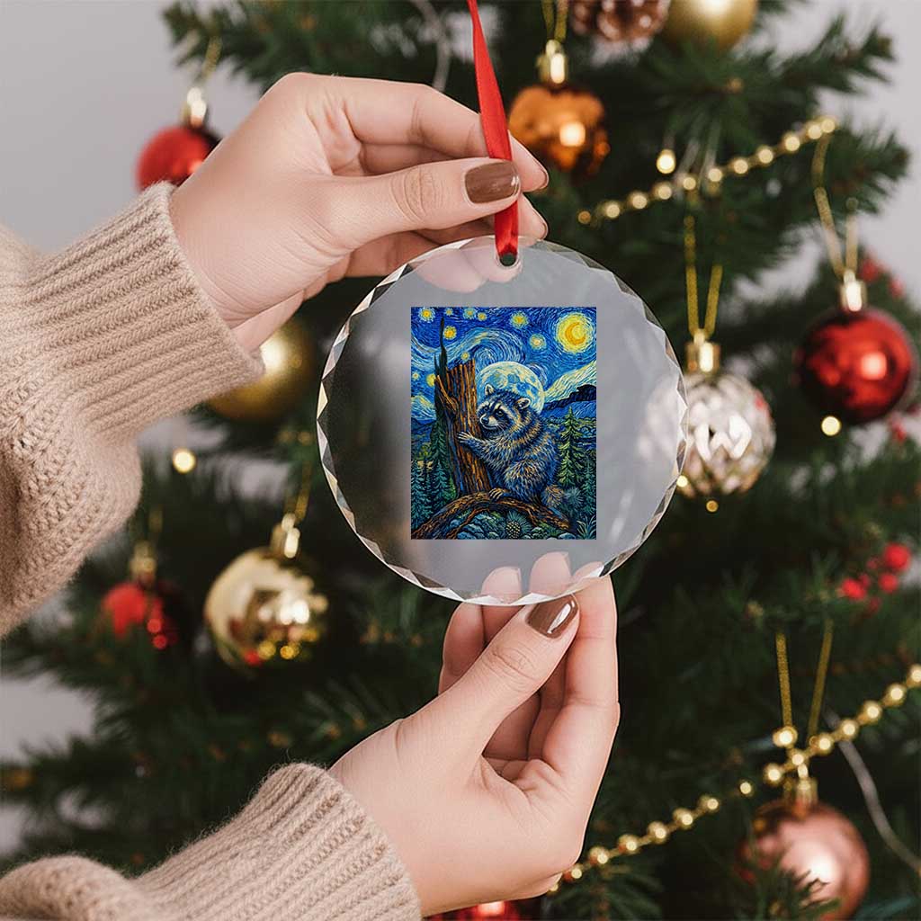 Seattle Trash Panda Starry Night Graphic Crystal Glass Ornament Funny Short King Raccoon