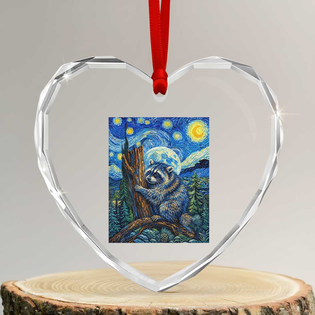 Seattle Trash Panda Starry Night Graphic Heart Crystal Glass Ornament Funny Short King Raccoon