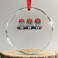 See No Crimes Hear No Truth Speak No Facts Crystal Glass Ornament Skeleton Political Satire Graphic