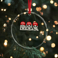 See No Crimes Hear No Truth Speak No Facts Skeletons Crystal Glass Ornament Political Satire Three Wise Monkeys Graphic