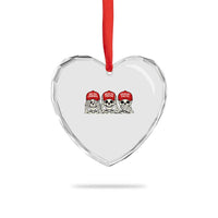 See No Crimes Hear No Truth Speak No Facts Skeletons Heart Crystal Glass Ornament Political Satire Three Wise Monkeys Graphic