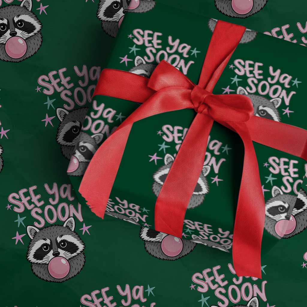 See Ya Soon Wrapping Paper Roll Funny Raccoon Summer Last Day Of School