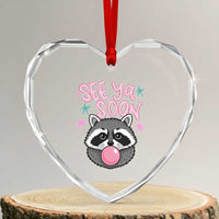See Ya Soon Heart Crystal Glass Ornament Funny Raccoon Summer Last Day Of School