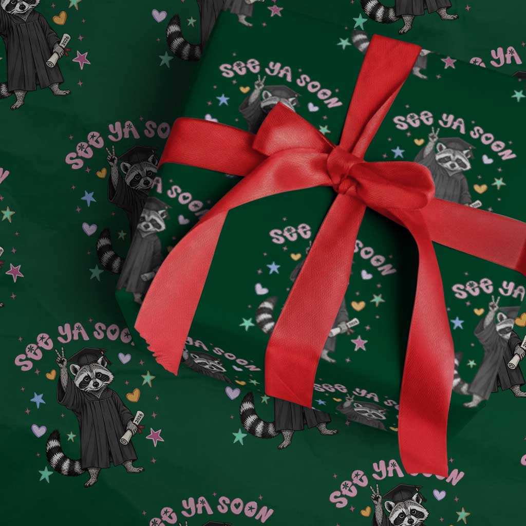 See Ya Soon Raccoon Wrapping Paper Roll Funny Raccoon Graduation 2026