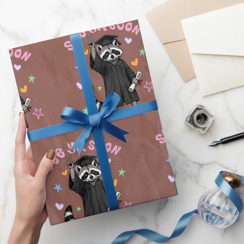 See Ya Soon Raccoon Wrapping Paper Roll Funny Raccoon Graduation 2026