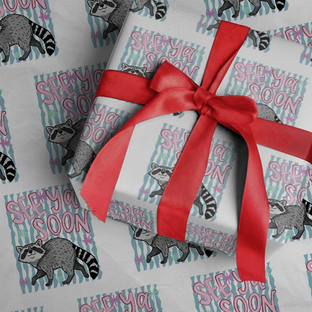 See Ya Soon Raccoon Wrapping Paper Roll Funny Last Day of School