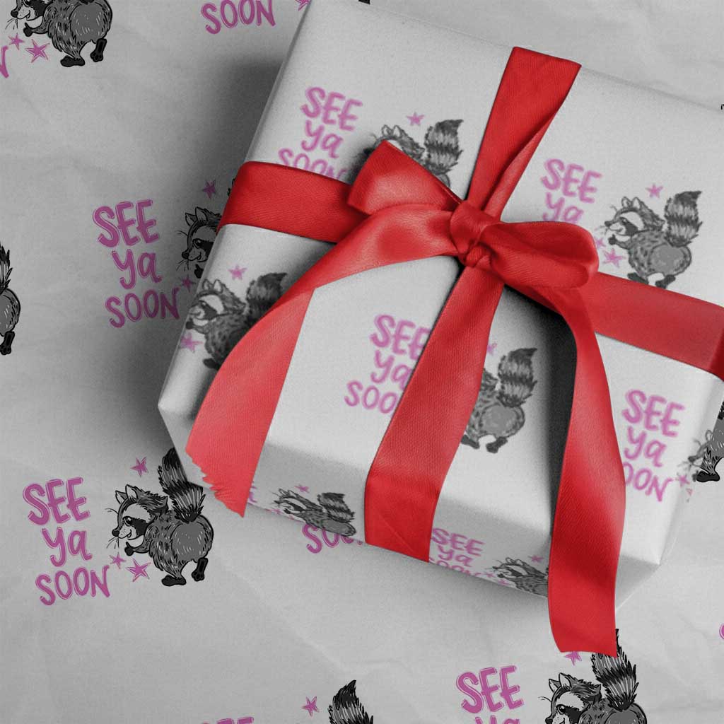 See Ya Soon Raccoon Wrapping Paper Roll Funny Last Day Of School
