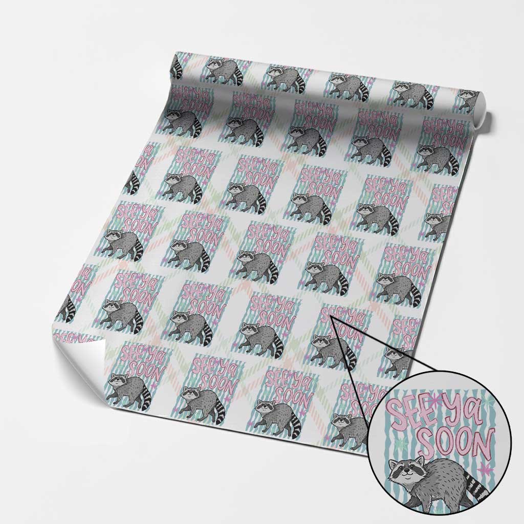 See Ya Soon Raccoon Wrapping Paper Roll Funny Last Day of School