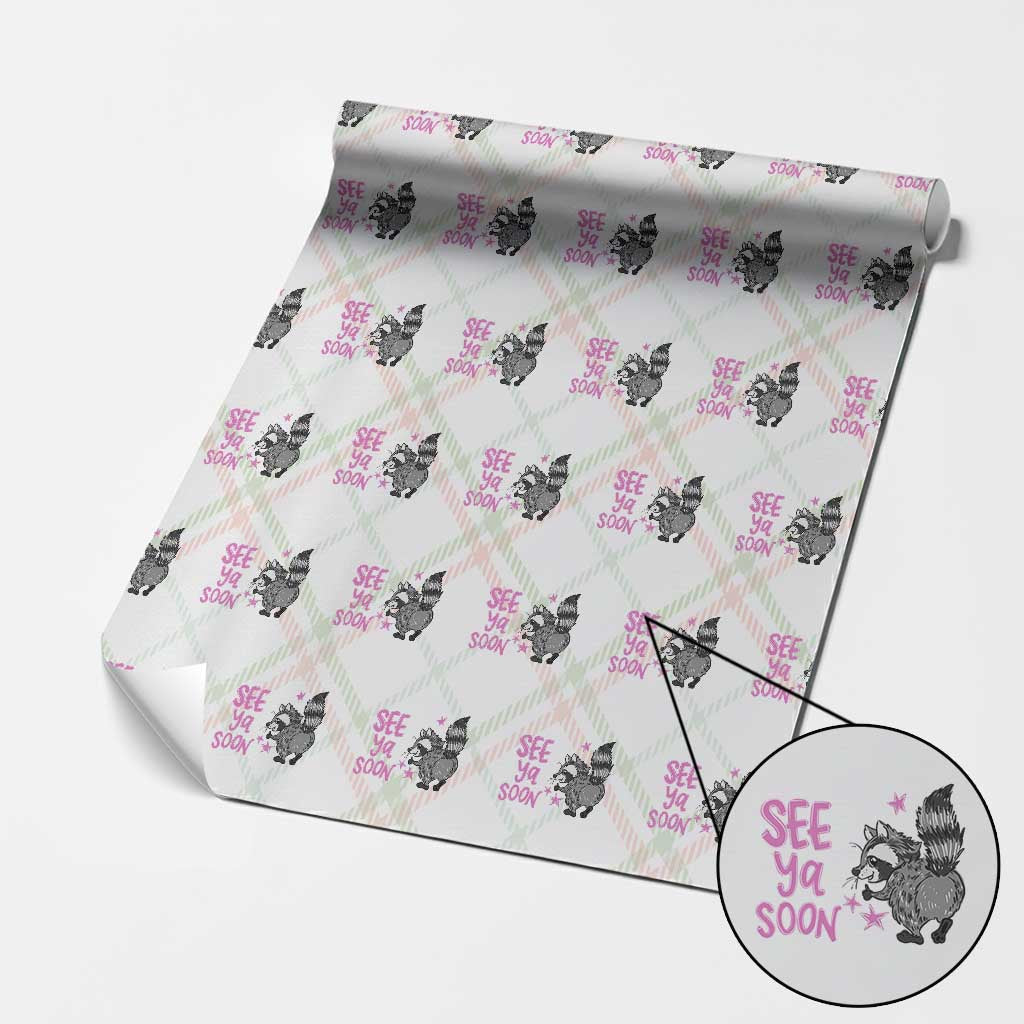 See Ya Soon Raccoon Wrapping Paper Roll Funny Last Day Of School