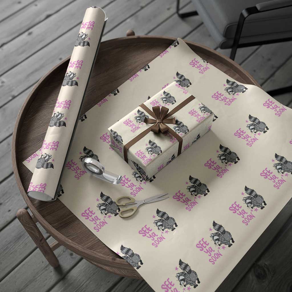 See Ya Soon Raccoon Wrapping Paper Roll Funny Last Day Of School