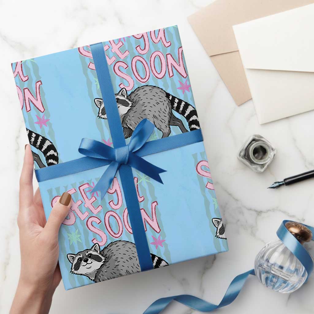 See Ya Soon Raccoon Wrapping Paper Roll Funny Last Day of School
