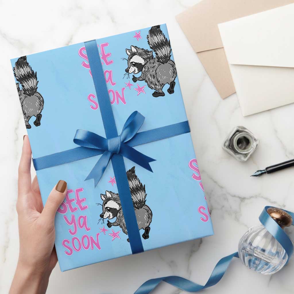 See Ya Soon Raccoon Wrapping Paper Roll Funny Last Day Of School