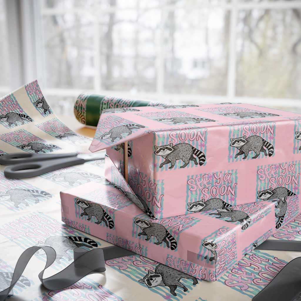 See Ya Soon Raccoon Wrapping Paper Roll Funny Last Day of School