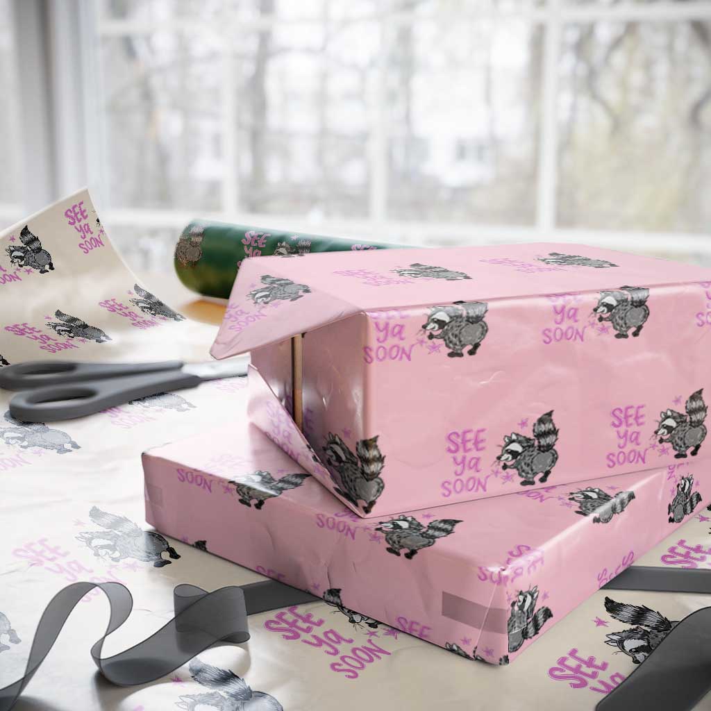 See Ya Soon Raccoon Wrapping Paper Roll Funny Last Day Of School