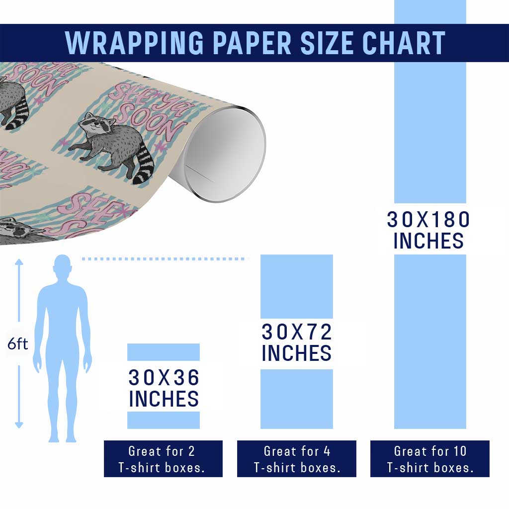 See Ya Soon Raccoon Wrapping Paper Roll Funny Last Day of School